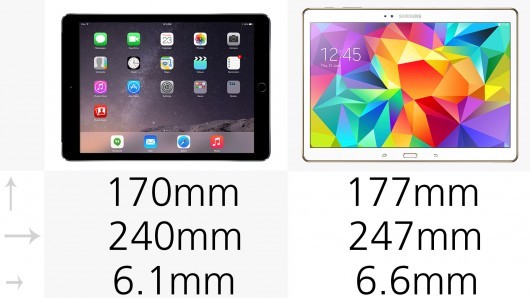 Comparación de la Galaxy Tab S actual con el iPad Air 2.