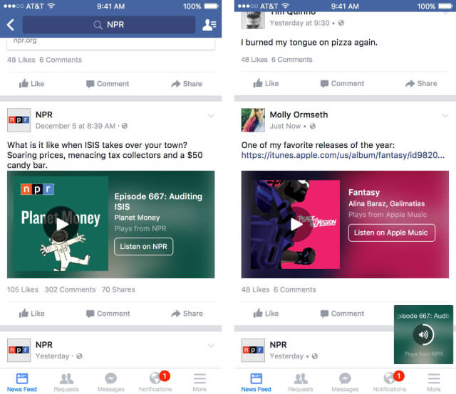 Music Stories-Facebook ya ofrece stream de música en tu feed de noticias