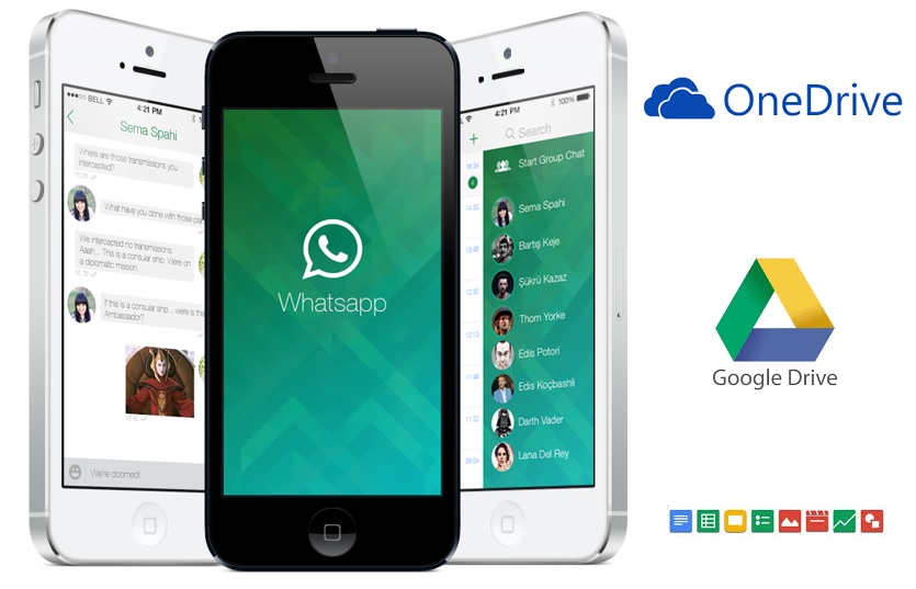 WhatsApp se hace más empresarial Google Drive-Microsoft One Drive