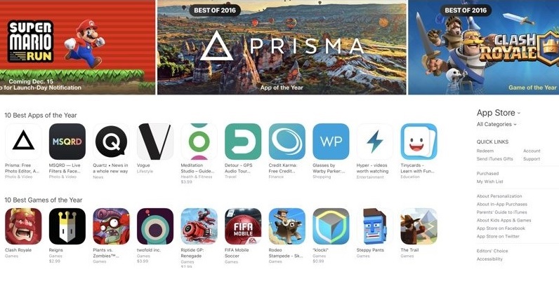 Apps de Apple da a conocer cuál es la mejor aplicación del 2016